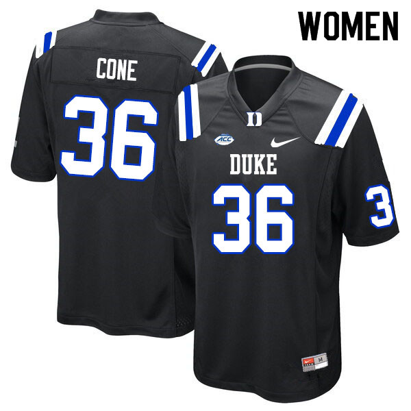 Women #36 Matthew Cone Duke Blue Devils College Football Jerseys Sale-Black - Click Image to Close